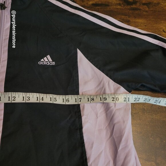 Vtg Adidas Peach Poly Jacket L Soft Violet Black Pockets Streetwear Y2K NWT - Picture 6 of 11